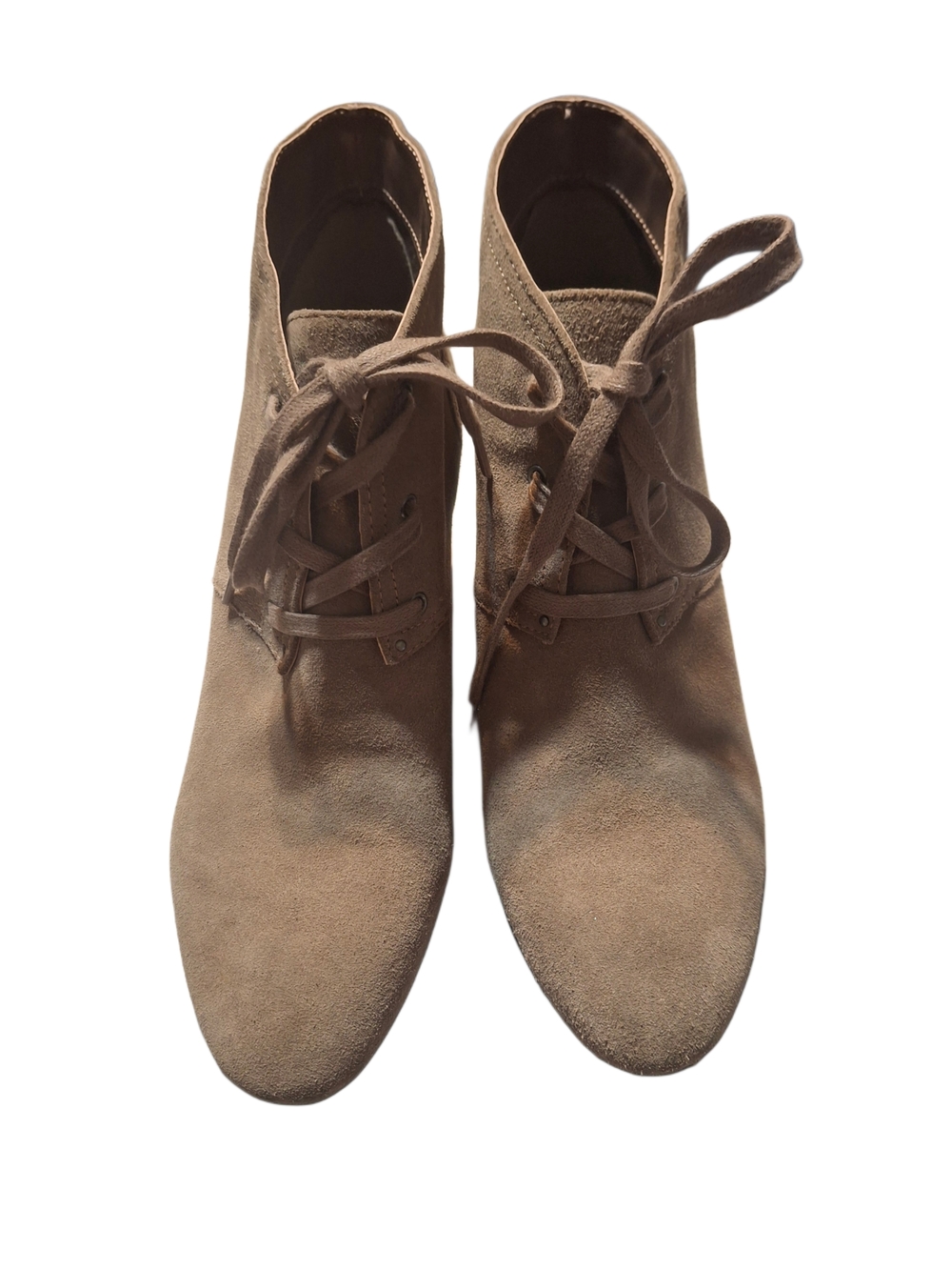 Ralph Lauren Taupe Suede Lace-Up Ankle Booties